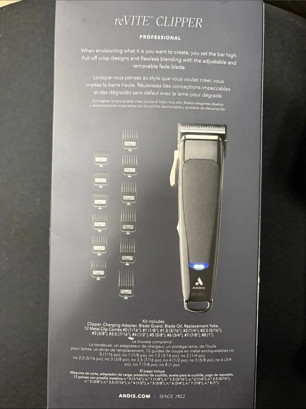 Andis reVITE Clipper - Dark Gray and Silver